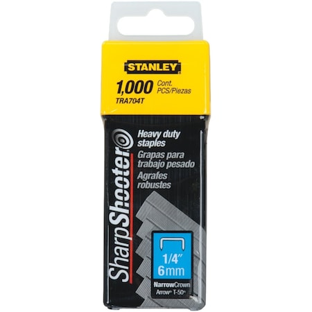 Stanley SharpShooter Heavy-Duty Narrow Crown Staple 1/4'', 1000PK TRA704T