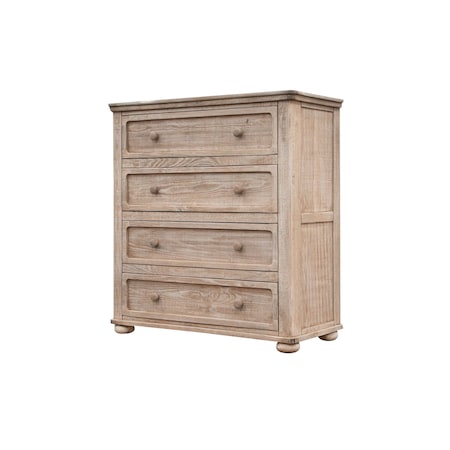 Homeroots 40" Natural Solid Wood Four Drawer Chest 524597