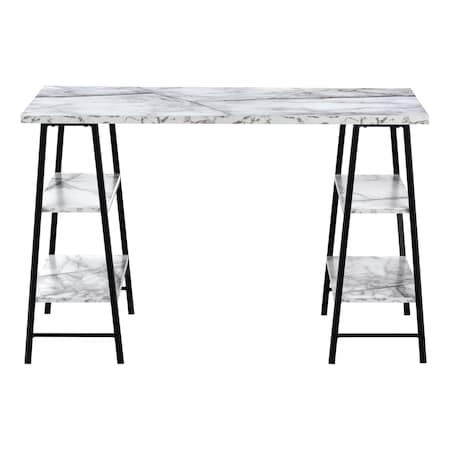 Homeroots 47" White and Black Wood and Metal Sled Computer Desk 489848