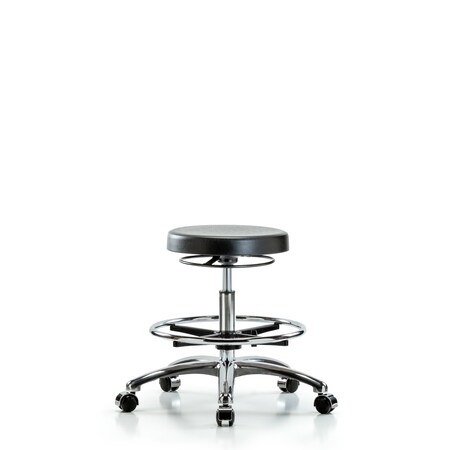 Blue Ridge Ergonomics Bench Stool, Med, Chrome, Poly, CF Casters BR-PMBSO-CR-CF-CC