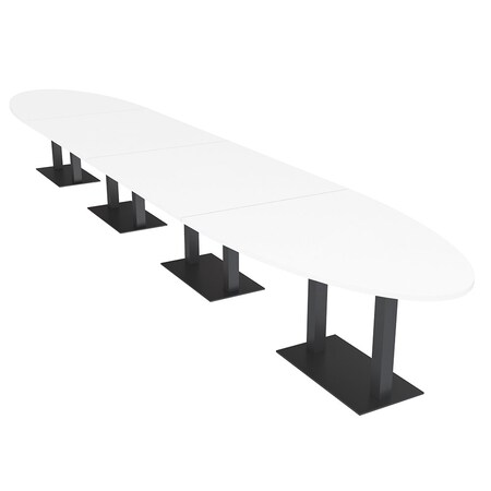 Skutchi Designs Oval Conference Table With Power Unit, 48 in W, 240 in L, White HAR-OVL-48X240-DOU.BK-W960-NA