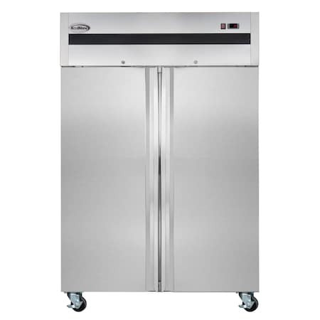 Koolmore 54 in. Two-Door Reach-In Refrigerator with Top-Mounted Compressor, 49 cu. ft. in Stainless-Steel KM-RIR-2D-SS-TM
