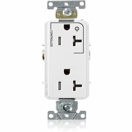 Leviton Dec Plus Rec 20A 125V TR 1Mrk-Ctrl Wht TDR20-S1W