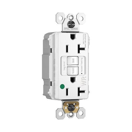 Pass & Seymour Duplex Straight Blade Receptacle, 5-20R, 20 A, 125V AC, 2 Pole, 3 Wire, Push In, White PT2097HGTRWRW