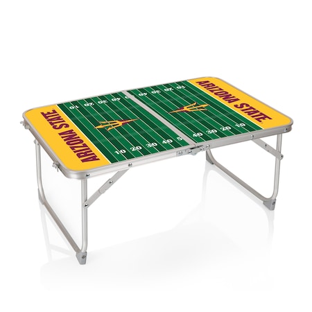 Picnic Time Family Of Brands Arizona State Sun Devils - Concert Table Mini Portable Table, Charcoal Wood Grain 843-00-141-024-0