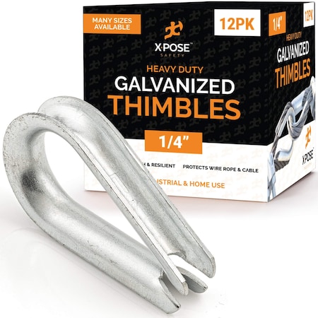 Xpose Safety Galvanized Steel Thimbles for Wire Rope, 1/4 Inch, 12PK GCT14-12-X-S