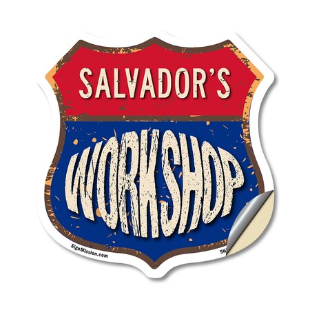 Signmission Salvador's Workshop, 18 Inch X 18 Inch, Vinyl Decal SHI-D-18-489-SALVADOR