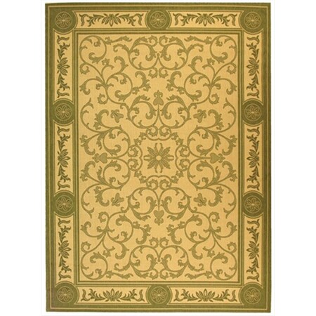 Safavieh 7 ft. -10 in. x 11 ft. Large Rectangle Indoor-Outdoor Courtyard- Natural and Olive- Mchine Made Rug CY2829-1E01-8