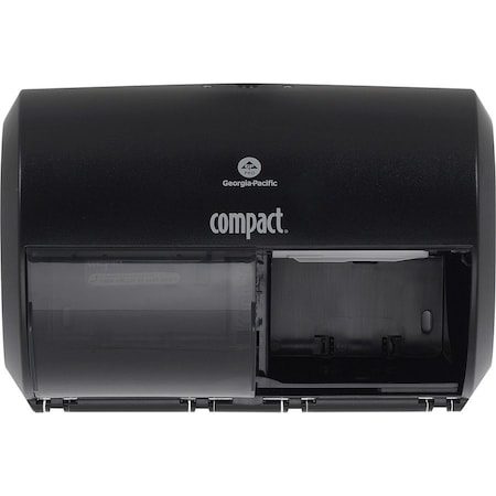 Georgia-Pacific Toilet Paper Dispenser, Compact, Horizontal Double Roll, Coreless, Wall Mount, Black 56784A