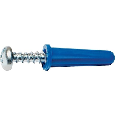 Midwest Fastener Conical Anchor with Screw, No 10-12 Thread, 1 in L, Plastic 10412