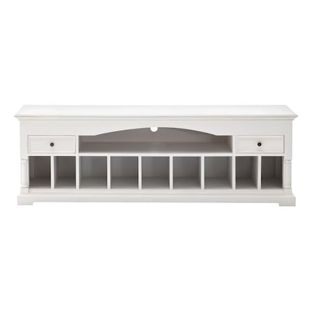Homeroots 71in White Solid Console Table With Shelves And Drawers 397653