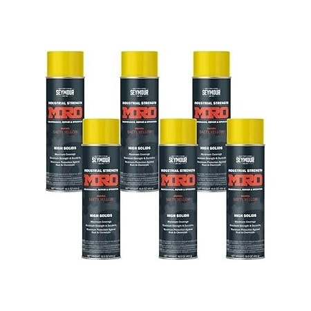 Seymour Midwest MRO Industrial High-Solids Spray Paint, Safety Yellow, 16 oz, 6PK 6201419