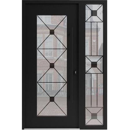 Vdomdoors Aluminum Door Iron 1655 Black Entry Steel Metal Classic Painted 48 x 80 (36+12 x 80)-Left Inswing IRON1655EXD-BLK-W36+12xH80-LH-I