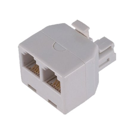 Power Gear Telephone Duplex Adapter, RJ14, RJ11, White, 76191 76191