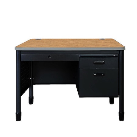 Regency Single Pedestal Desk, Steel Frame, 48 in W 66348SPCDMOBK