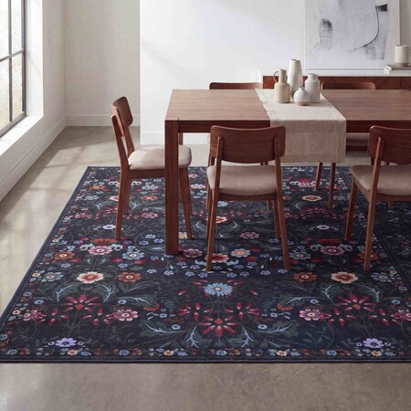 Jonathan Y Primrose Art Nouveau Floral Border Non-Slip Machine-Washable Dark Green/Multi 5 ft. x 8 ft. Area Rug BTF100D-5