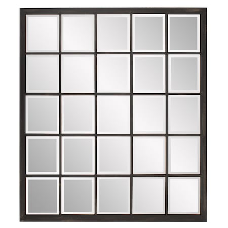 Homeroots Rectangular Antique Black Finish Mirror With Beveled Edge 383709