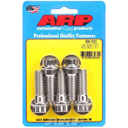 Arp 656-1500 0.5-13 x 1.5 in. 12 Point Stainless Steel Bolt Kit, 5 Piece ARP656-1500