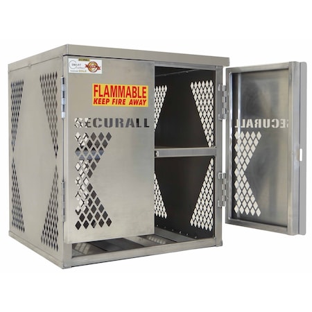 Securall 4 Cylinder Horizontal Aluminum LP & Oxygen Gas Storage Cabinet, 20 or 33 Lb, Standard Door LP4S