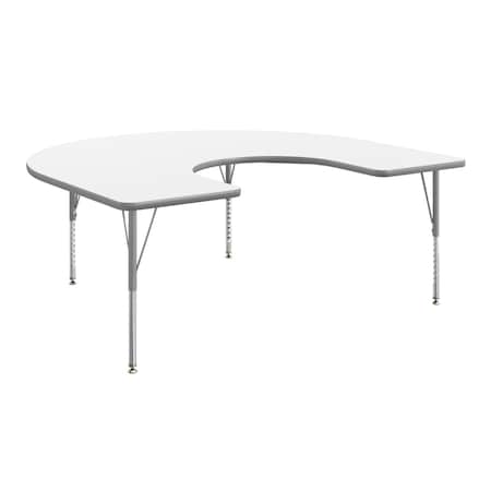 Flash Furniture Wren 66 in x 60 in Horseshoe Adjustable Height Activity Table, Thermal Laminate Top, Short Legs, White XU-A6066-HRSE-WHT-T-P-GG