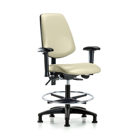 Blue Ridge Ergonomics Medium Bench Chair Adjustable Arms, 22" to 29" Height, Vinyl, Adobe White BR-VMBCH-MB-RG-T0-A1-CF-RG-8501
