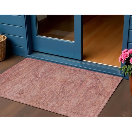 Homeroots 3' X 5' Terra Cotta And Salmon Aztec Washable Indoor Outdoor Area Rug 615578