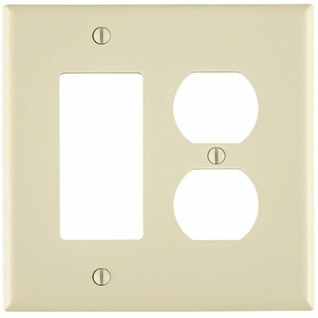 Leviton Combination Wallplate, Midway Size, Gang 2, Ivory PJ826-I
