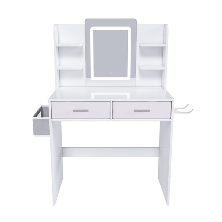 Homeroots 28" White Wood Lighted Mirrored Dresser 691689