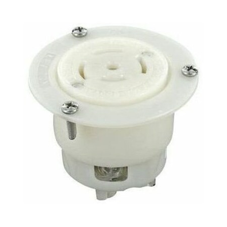 Leviton Flanged Locking Inlet, Non-NEMA, 20/10 A, 250V DC/600V AC, 4 Pole, Screw Terminals, White 3525-C