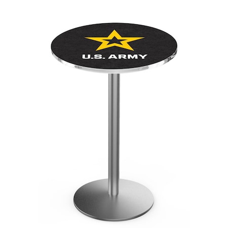 Holland Bar Stool Co 42" Stainless Steel U.S. Army Pub Table, 36" dia. Top L214S4236Army