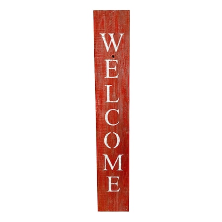 Homeroots 5in Rustic Red And White Front Porch Welcome Sign 384915