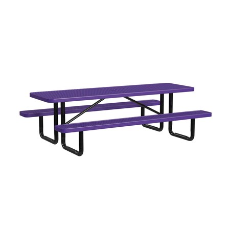 Leisure Craft Rectangle Picnic Table, Purple, Surface Mount, 8 ft L T8XPSM-PURPLE