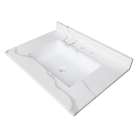 Kingston Brass 31-Inch Solid Surface Vanity Top, 8" Faucet Drillings KVPB3122L38SQ
