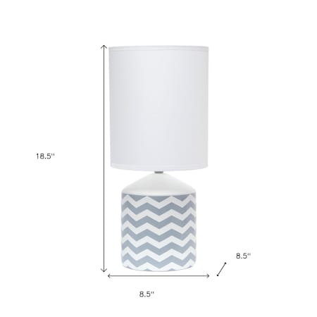 Homeroots 19" White And Gray Ceramic Table Lamp With White Cylinder Shade 643441
