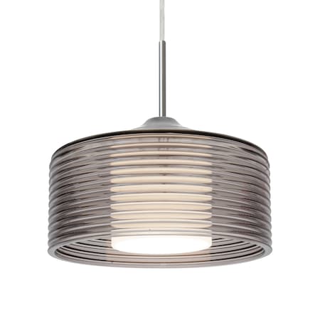 Besa Lighting Besa Belu Pendant, Smoke, Satin Nickel Finish, 1x 5W MAX E26 Base 1JT-BELUSM-LED-SN