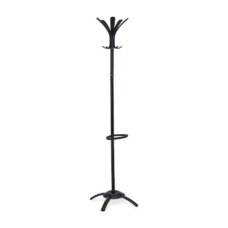 S.P. Richards Co Alba Coat Stand Stand Alone Rack, Ten Knobs, Metal Plastic Black ABAPMCLEON