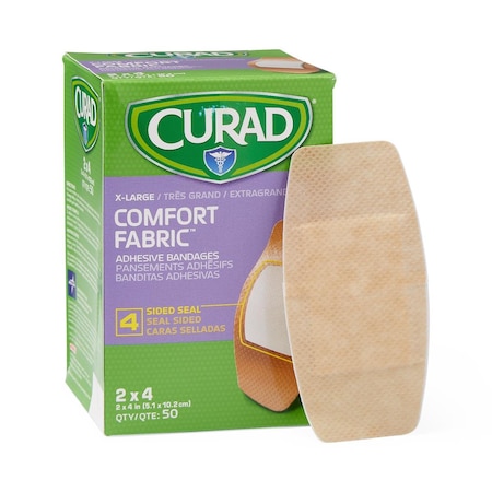 Medline CURAD Comfort Adhesive Bandages, 2in x 4in (5.1 cm x 10.2 cm), 50PK NON25744Z