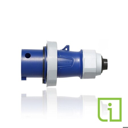 Leviton Pin & Sleeve Plug, 30 A, 250V AC, Three Phase, 3 Pole, IEC Grounding, Blue, NEMA 3R, 4X, 6P, 12 430P9WLEVPIA