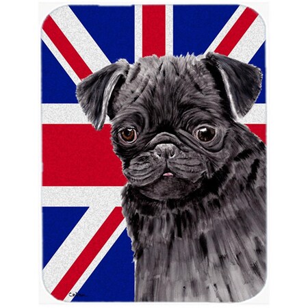 Carolines Treasures Pug With English Union Jack British Flag Glass Cutting Board - Large SC9823LCB