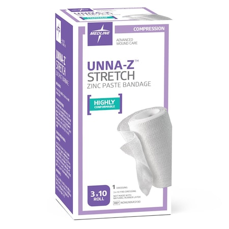 Medline Unna-Z Stretch Zinc Oxide Compression Bandage, 3in x 10 yd. NONUNNAS130H