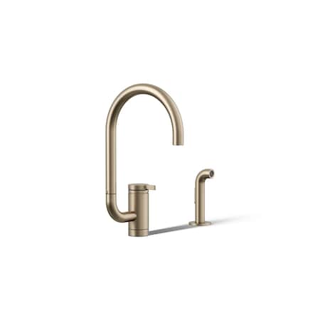 Kohler Components Single-handle kitchen sink faucet with two-function extended-reach spout and side sprayer 28272-BV