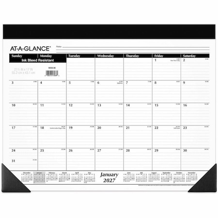At-A-Glance Monthly Refillable Desk Pad, 22 x 17, White, 2022 SK2200