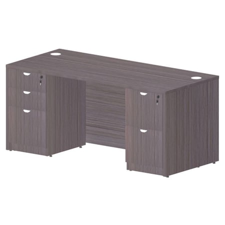 Boss Office Products BOSS 66" Desk with Dual File Peds in Driftwood Finish GroupA22-DW