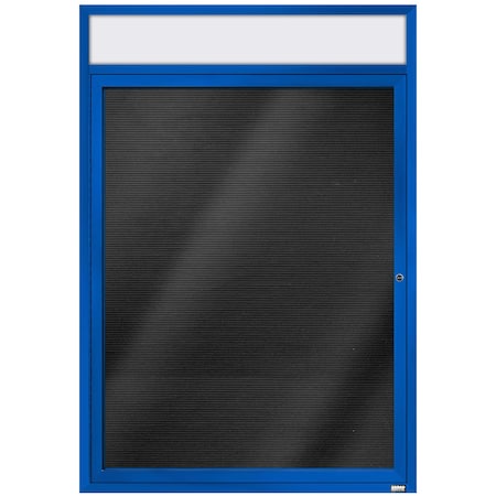 Aarco Enclosed Letter Board Directory w/ Powder Coated Blue Aluminum Frame and Header, 48''Hx36''W, 1 Door ADC4836HB