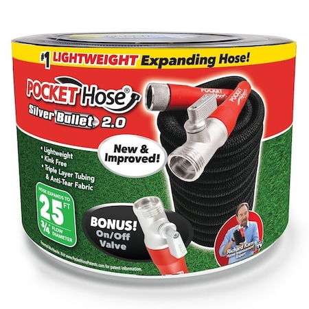 Pocket Hose 3/4 in ID x 25 ft L Garden Hose, Black 13643-12