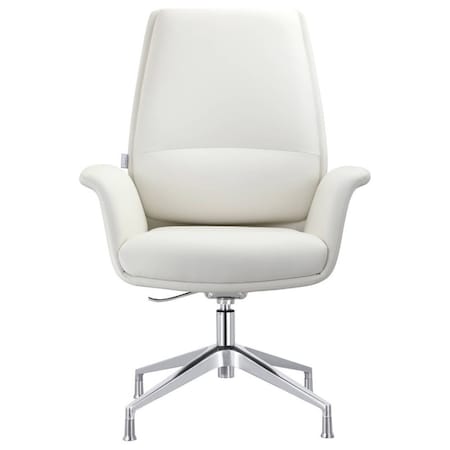 Leisuremod Summit Office Chair in Faux Leather and Aluminum Frame with Adjustable Height and Swivel, White SGO21WL