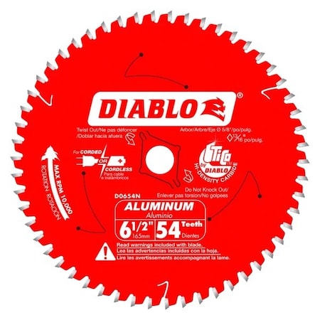 Diablo CircularSawBlade, Carbide, Dia:6.5" D0654NA