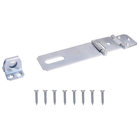 Prosource Safety Hasp, 4-1/2 in L, 4-1/2 in W, Steel, Zinc, 7/16 in Dia Shackle, Fixed Staple LR-122-BC3L-PS