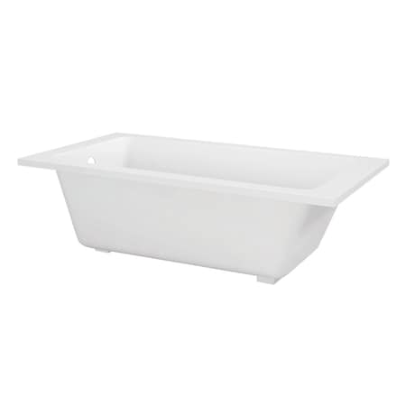 Kingston Brass 60" Acrylic Rectangular Drop-In Tub with Anti-Skid Surface, Glossy White VTPN603219T