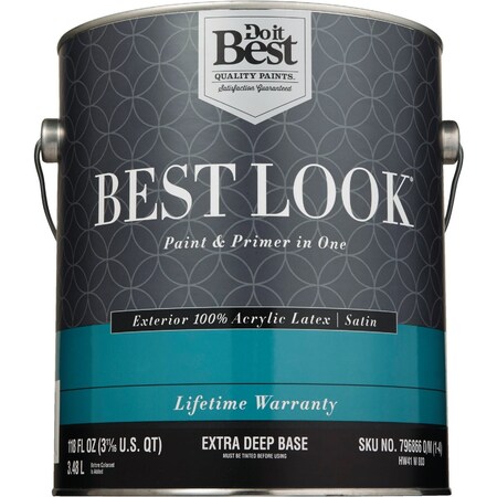 Do It Best 100% Acrylic Latex Premium Paint & Primer In One Satin Exterior House Paint Extra Deep Base 1 Gal. HW41W0803-16